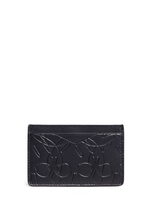 Main View - Click To Enlarge - ALEXANDER MCQUEEN - Debossed skull leather card holder