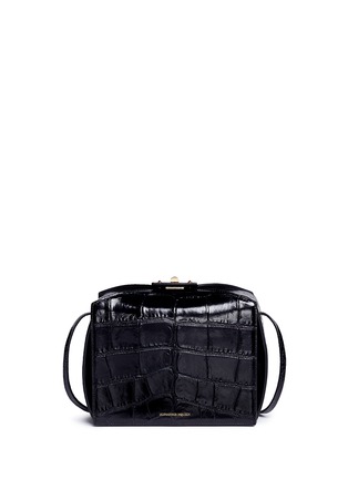 Detail View - Click To Enlarge - ALEXANDER MCQUEEN - 'The Box Bag' in croc embossed patent leather