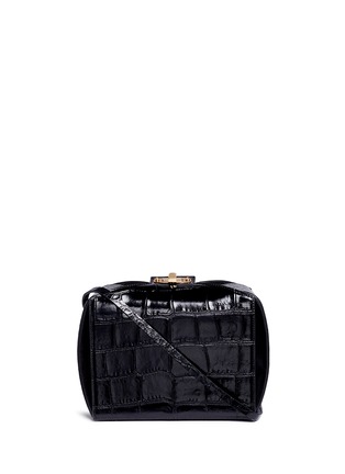 Main View - Click To Enlarge - ALEXANDER MCQUEEN - 'The Box Bag' in croc embossed patent leather
