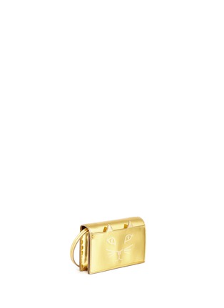 Front View - Click To Enlarge - CHARLOTTE OLYMPIA - 'Feline' metallic leather crossbody bag