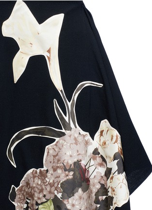Detail View - Click To Enlarge - VALENTINO GARAVANI - Floral patch print draped wool skirt