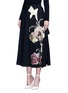 Front View - Click To Enlarge - VALENTINO GARAVANI - Floral patch print draped wool skirt