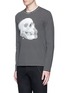 Front View - Click To Enlarge - ALEXANDER MCQUEEN - Optic skull print stripe jersey T-shirt