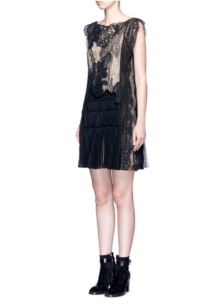 Front View - Click To Enlarge - CHLOÉ - Floral lace gathered hem dress