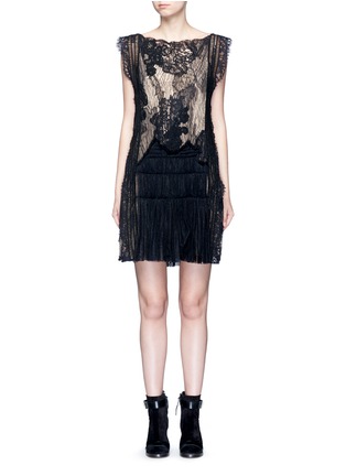 Main View - Click To Enlarge - CHLOÉ - Floral lace gathered hem dress