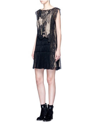 Figure View - Click To Enlarge - CHLOÉ - Floral lace gathered hem dress