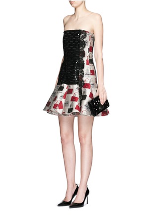 Figure View - Click To Enlarge - LANVIN - Sequin handbag jacquard flare dress