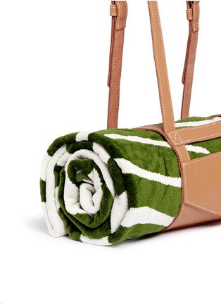 Detail View - Click To Enlarge - MASLIN & CO - Zebra stripe jacquard beach towel and leather backpack carrier set