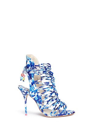Main View - Click To Enlarge - SOPHIA WEBSTER - 'Lacey Oceana' print leather caged sandals