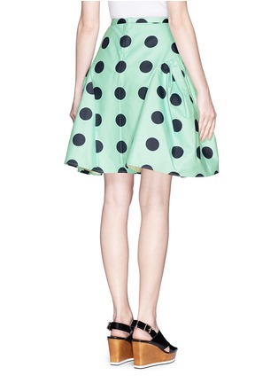 Back View - Click To Enlarge - CHICTOPIA - Polka dot print ruche flare skirt