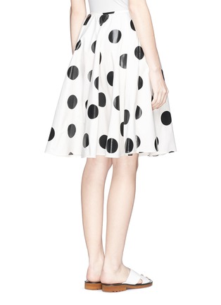 Back View - Click To Enlarge - CHICTOPIA - Glossy polka dot print poplin skirt