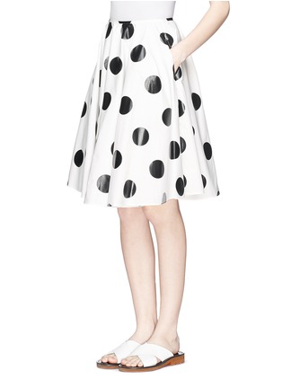 Front View - Click To Enlarge - CHICTOPIA - Glossy polka dot print poplin skirt