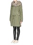 Front View - Click To Enlarge - MR & MRS ITALY - 'Army' raccoon hood trim rabbit fur parka