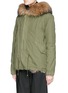 Front View - Click To Enlarge - MR & MRS ITALY - 'Army Mini' raccoon hood trim fox fur parka
