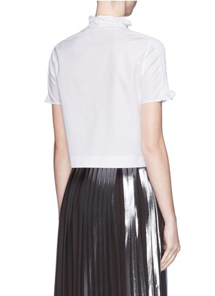 Back View - Click To Enlarge - KENZO - Shirred shoulder cotton poplin cropped top