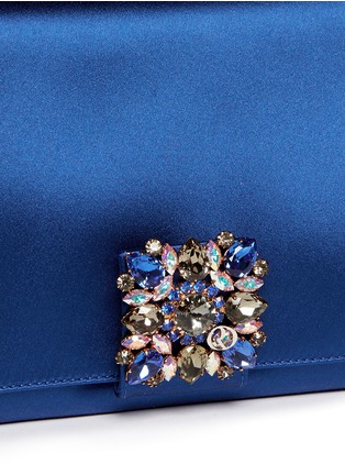 Detail View - Click To Enlarge - RODO - Crystal clasp foldover satin clutch