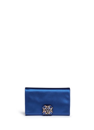 Main View - Click To Enlarge - RODO - Crystal clasp foldover satin clutch