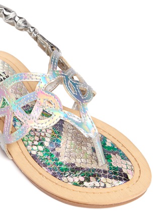 Detail View - Click To Enlarge - STUART WEITZMAN - 'Camia Leslie' kids holographic thong sandals