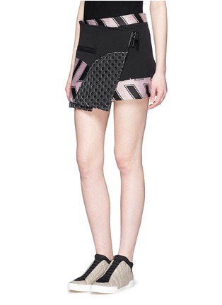 Front View - Click To Enlarge - OPENING CEREMONY - 'Mallory' perforated twill wrap front utility skirt