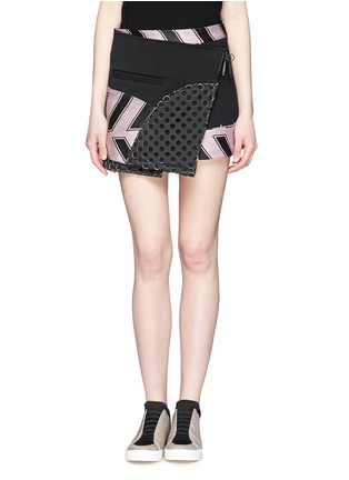 Main View - Click To Enlarge - OPENING CEREMONY - 'Mallory' perforated twill wrap front utility skirt
