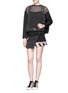 Figure View - Click To Enlarge - OPENING CEREMONY - 'Mallory' perforated twill wrap front utility skirt
