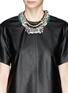 Figure View - Click To Enlarge - VENNA - Tribal bead crystal fringe spike necklace