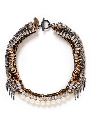 Main View - Click To Enlarge - VENNA - Crystal pearl spike collar necklace