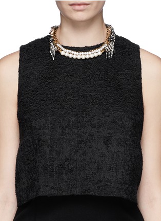Figure View - Click To Enlarge - VENNA - Crystal pearl spike collar necklace