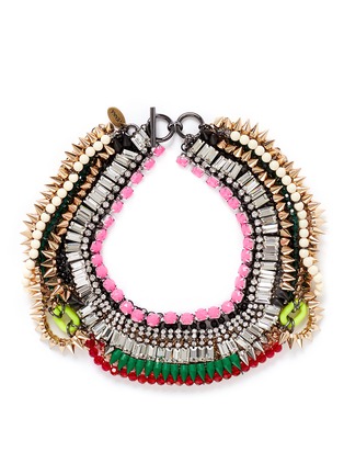 Main View - Click To Enlarge - VENNA - Crystal fringe spike plastron necklace