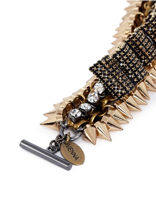 Detail View - Click To Enlarge - VENNA - Chain link strass pavé spike bracelet