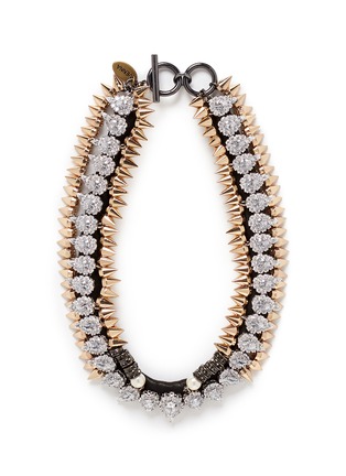 Main View - Click To Enlarge - VENNA - Crystal spike leather band necklace