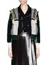 Main View - Click To Enlarge - TOGA ARCHIVES - Faux leather ribbon jacquard cardigan combo biker jacket
