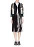 Figure View - Click To Enlarge - TOGA ARCHIVES - Faux leather ribbon jacquard cardigan combo biker jacket