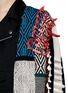 Detail View - Click To Enlarge - TOGA ARCHIVES - Faux leather ribbon jacquard cardigan combo biker jacket