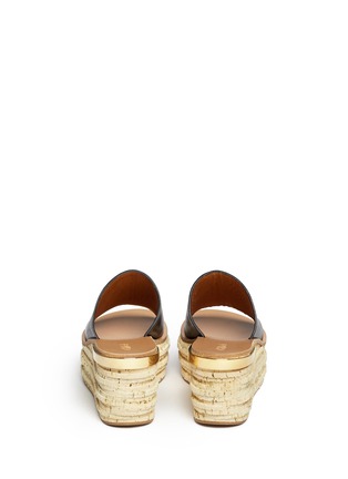 Back View - Click To Enlarge - CHLOÉ - Cork platform leather mules