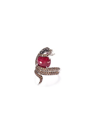 Main View - Click To Enlarge - STEPHEN WEBSTER - 'Burma' diamond ruby 18k white gold snake ring