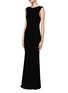 Front View - Click To Enlarge - ALICE & OLIVIA - Joi leather sleeve wool maxi dress