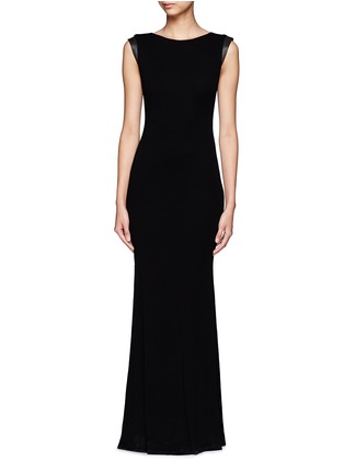 Main View - Click To Enlarge - ALICE & OLIVIA - Joi leather sleeve wool maxi dress