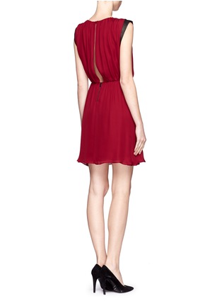 Figure View - Click To Enlarge - ALICE & OLIVIA - Leather sleeve silk dress