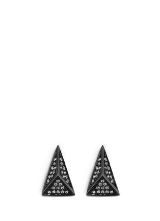 Main View - Click To Enlarge - LYNN BAN - 'Pyramid Stud' sapphire black rhodium silver earrings