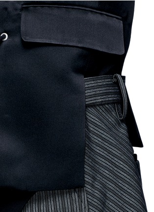 Detail View - Click To Enlarge - SACAI - Silk satin jacket stripe skirt layered dress