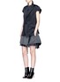 Figure View - Click To Enlarge - SACAI - Silk satin jacket stripe skirt layered dress