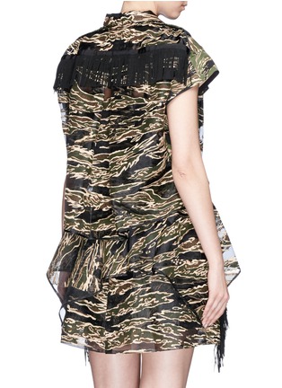 Back View - Click To Enlarge - SACAI - Camouflage embroidered organza drawstring dress