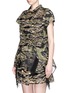 Front View - Click To Enlarge - SACAI - Camouflage embroidered organza drawstring dress