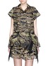 Main View - Click To Enlarge - SACAI - Camouflage embroidered organza drawstring dress