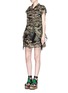 Figure View - Click To Enlarge - SACAI - Camouflage embroidered organza drawstring dress