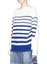Front View - Click To Enlarge - SACAI - Lace-up open back stripe sweater