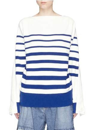 Main View - Click To Enlarge - SACAI - Lace-up open back stripe sweater