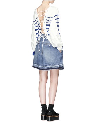 Figure View - Click To Enlarge - SACAI - Lace-up open back stripe sweater