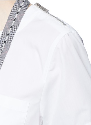 Detail View - Click To Enlarge - SACAI - Houndstooth bow tie poplin belted wrap dress